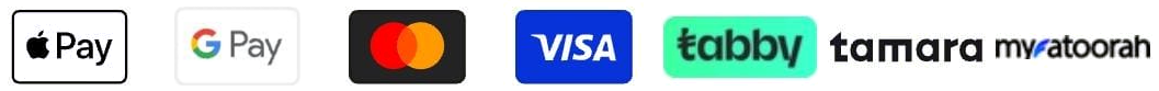 Accepted payments: Apple Pay, Google Pay, Mastercard, Visa, Tabby, Tamara, MyFatoorah